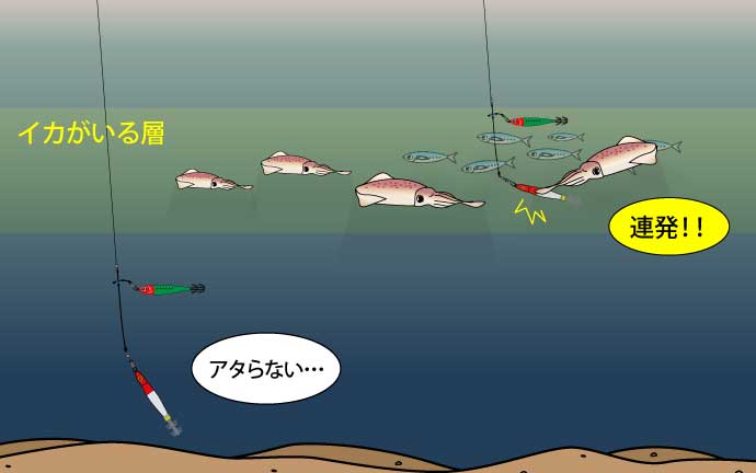 タナを見つけるイラスト